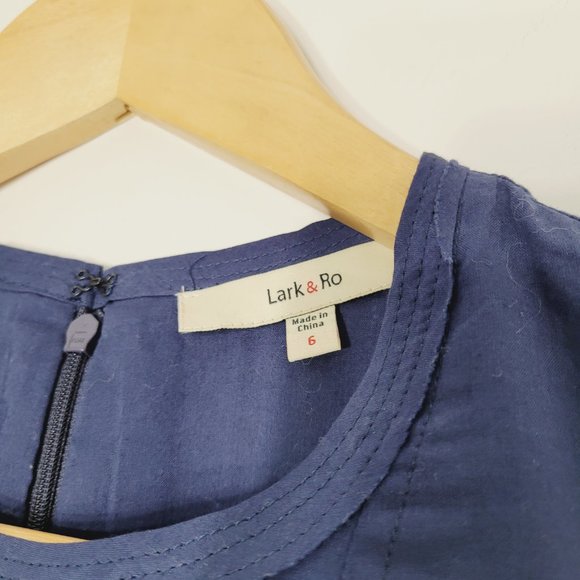 Lark & Ro Navy Blue 100% Cotton Short Sleeve Back Zipper Mini Sheath Dress Sz 6 - Picture 6 of 11